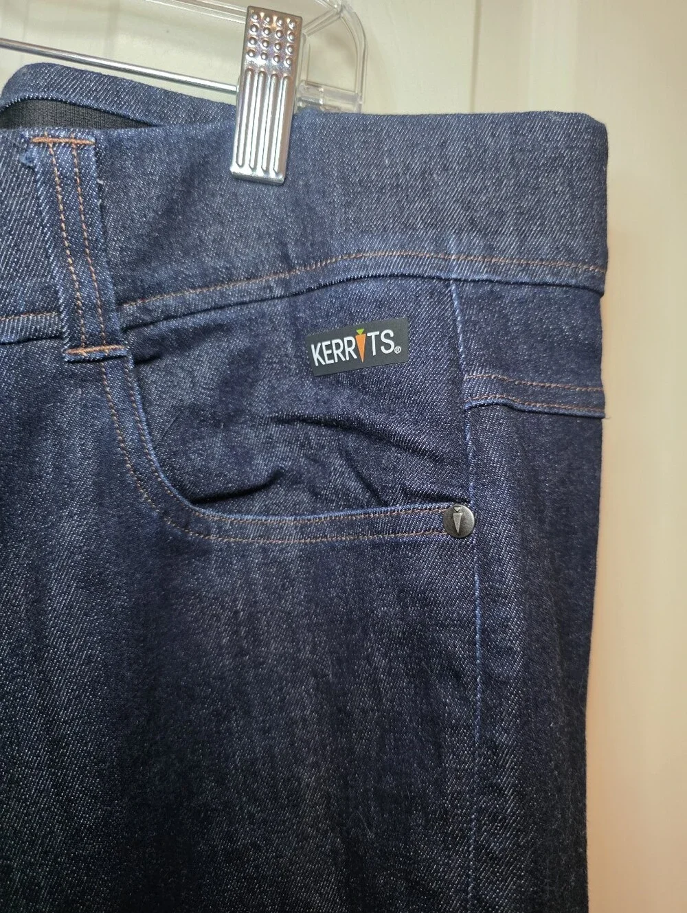 Kerrits Womens Stretch Denim Knee Patch Breech Blue Horse Riding Pants 1X - Picture 2 of 14